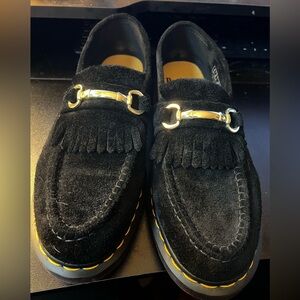 Dr Marten suede buckle loafers- black- size 10